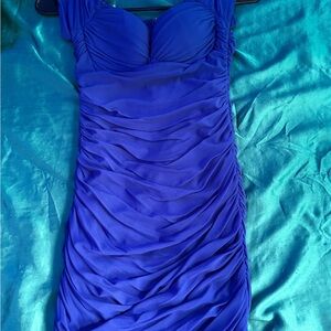Elegant Blue Ruched Dress